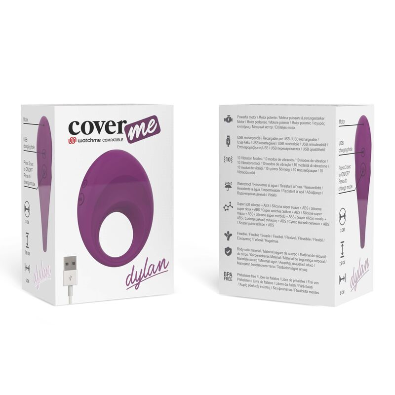 COVERME - DYLAN COCK RING RECHAGEABLE WATCHME WIRELESS TECHNOLOGY COMPATÍVEL