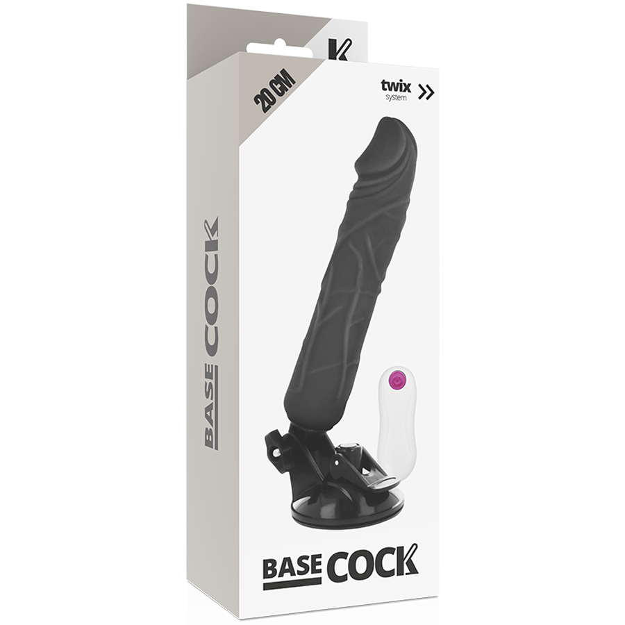 BASECOCK - VIBRADOR  DE CONTROLE REMOTO REALÍSTICO PRETO 20 CM