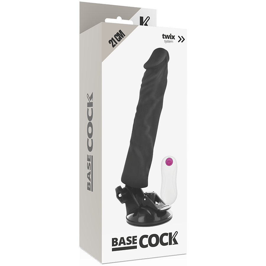 BASECOCK - VIBRADOR REALÍSTICO CONTROLE REMOTO  PRETO 21 CM