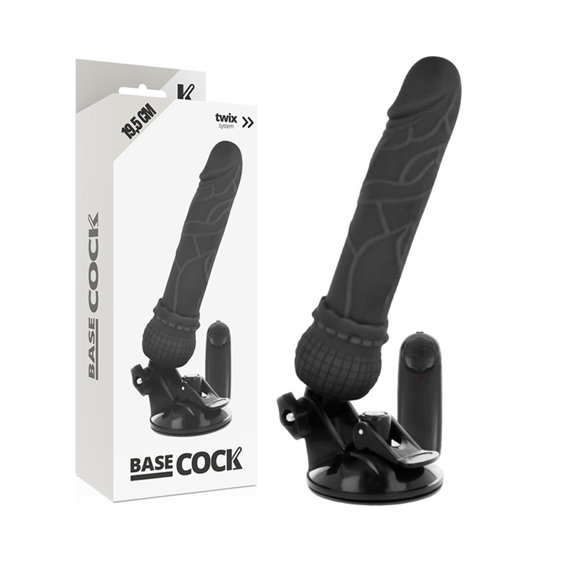 BASECOCK - CONTROLE REMOTO VIBRADOR REALÍSTICO BASECOCK PRETO 19,5 CM