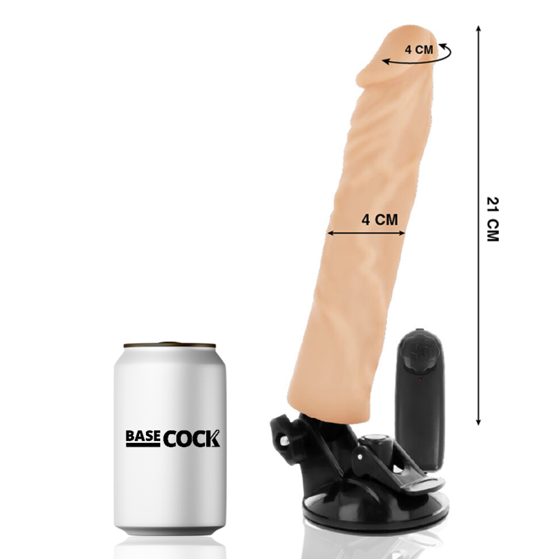 BASECOCK - VIBRADOR REALÍSTICO CONTROLE REMOTO NATURAL 21 CM