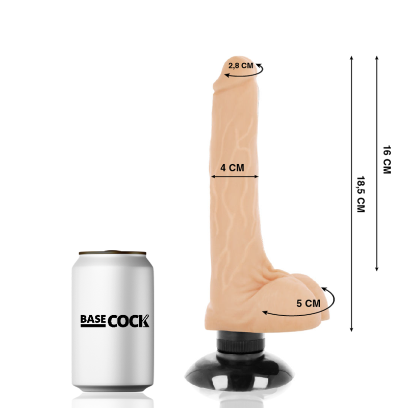 BASECOCK - VIBRADOR REALÍSTICO 2-1 NATURAL 18,5 CM