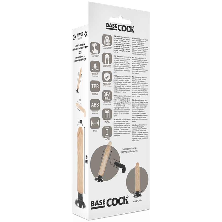 BASECOCK - VIBRADOR REALÍSTICO 2-1 NATURAL 20 CM