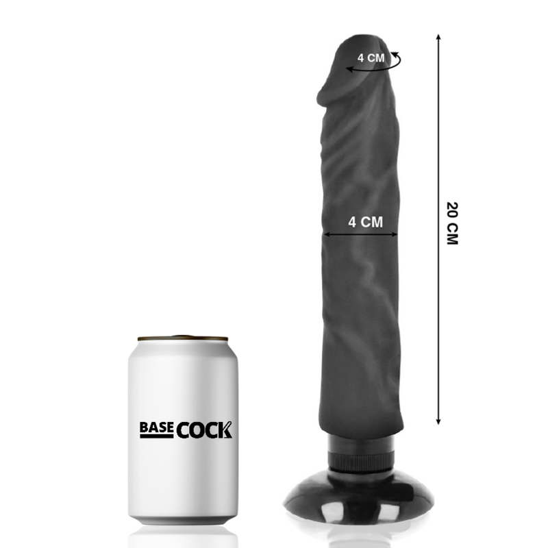 BASECOCK - VIBRADOR REALÍSTICO BASECOCK 2-1 PRETO 20 CM