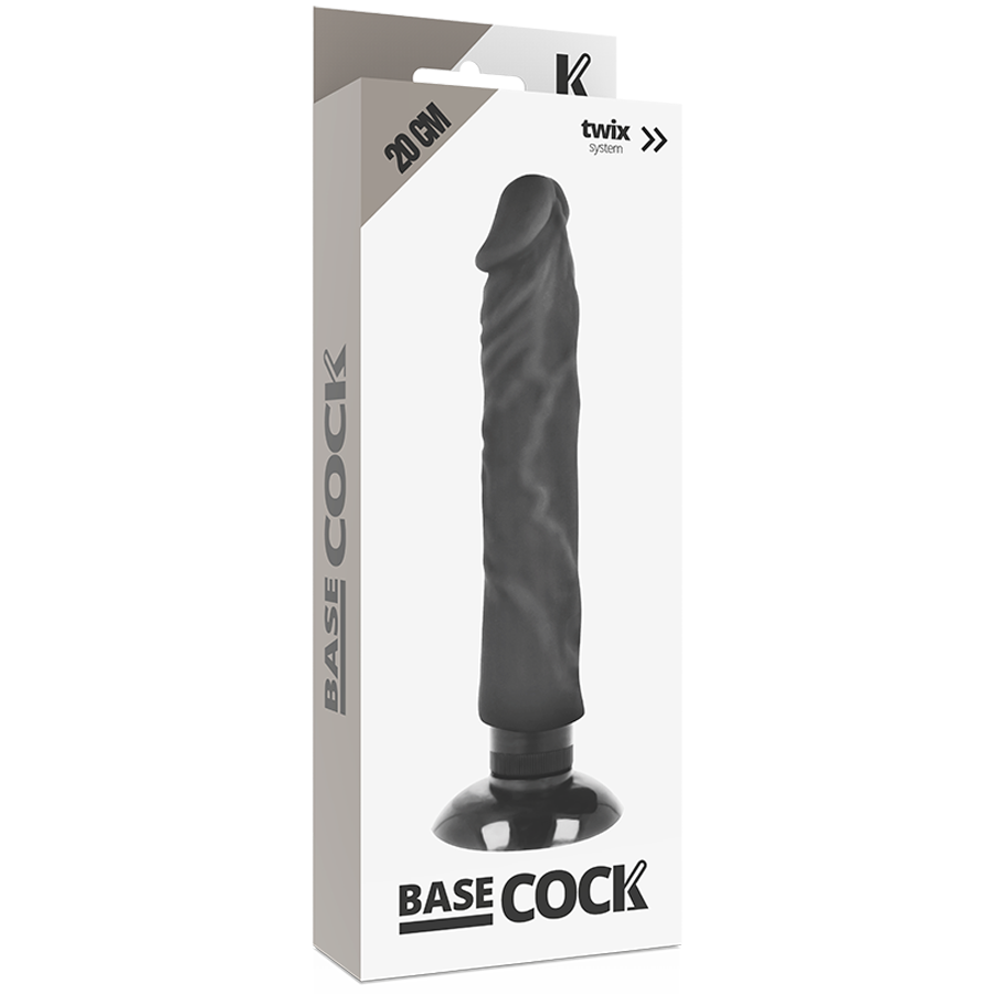 BASECOCK - VIBRADOR REALÍSTICO BASECOCK 2-1 PRETO 20 CM