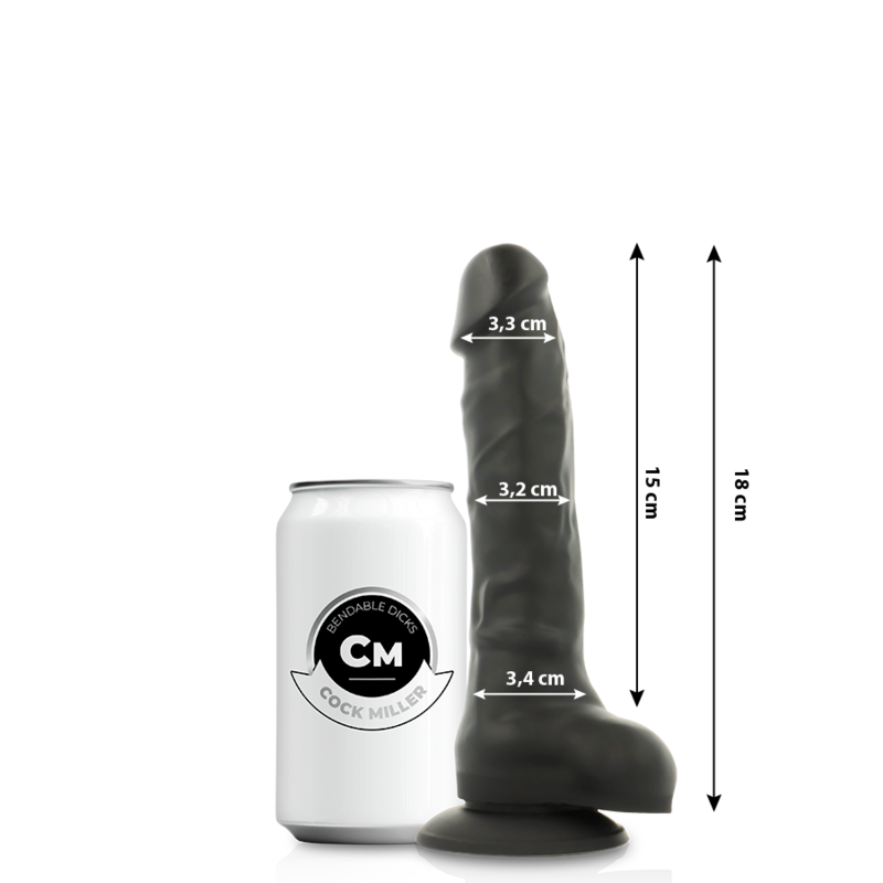 COCK MILLER - DENSIDADE DE SILICONE COCKSIL ARTICULVEL PRETO 18 CM