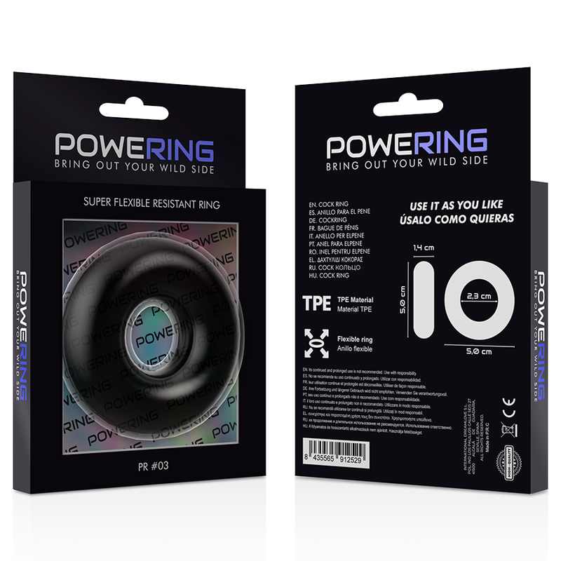 POWERING - ANEL PARA O PÉNIS SUPER FLEXÍVEL E RESISTENTE 5CM PR03 PRETO