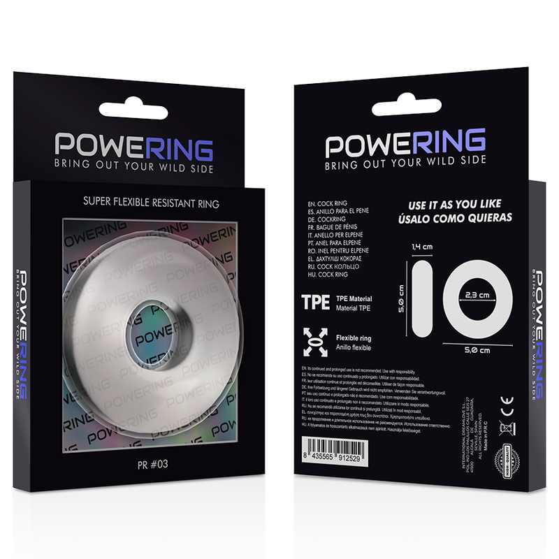 POWERING - ANEL PARA PÉNIS SUPER FLEXÍVEL E RESISTENTE 5CM PR03 TRANSPARENTE