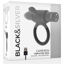 BLACK&SILVER - ANEL VIBRADOR RECARREGÁVEL CAMERON PRETO