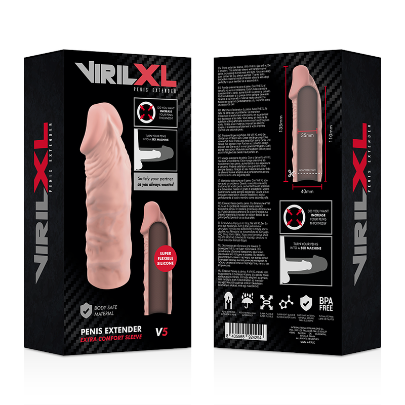 VIRILXL - EXTENSOR DE PÊNIS MANGA EXTRA CONFORTO V5 FLESH