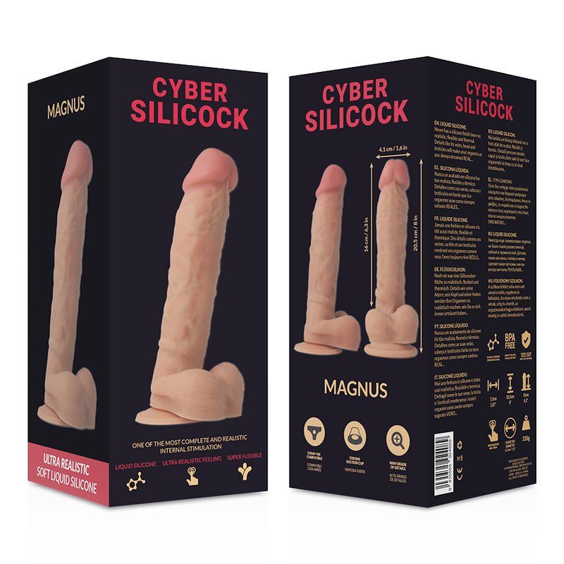 CYBER SILICOCK - STRAP-ON MAGNUS LIQUID SILICONE COM 3 ANÉIS GRTIS