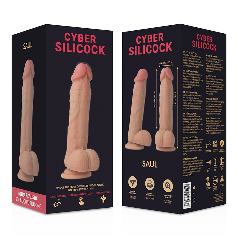 CYBER SILICOCK - STRAP-ON SAUL SILICONE LÍQUIDO COM 3 ANÉIS GRTIS