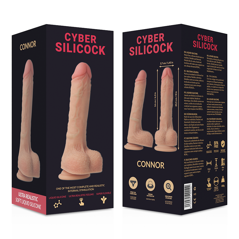 CYBER SILICOCK - STRAP-ON CONNOR SILICONE LÍQUIDO COM 3 ANÉIS GRTIS