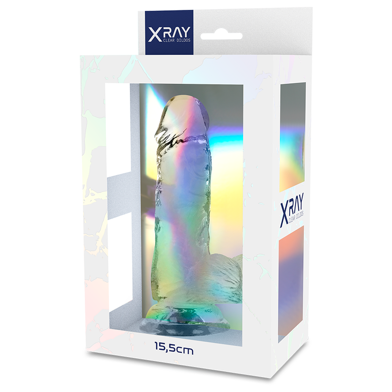 X RAY - ARNÊS SEGURANA + DILDO TRANSPARENTE COM BOLAS 15.5 CM X 3.5 CM