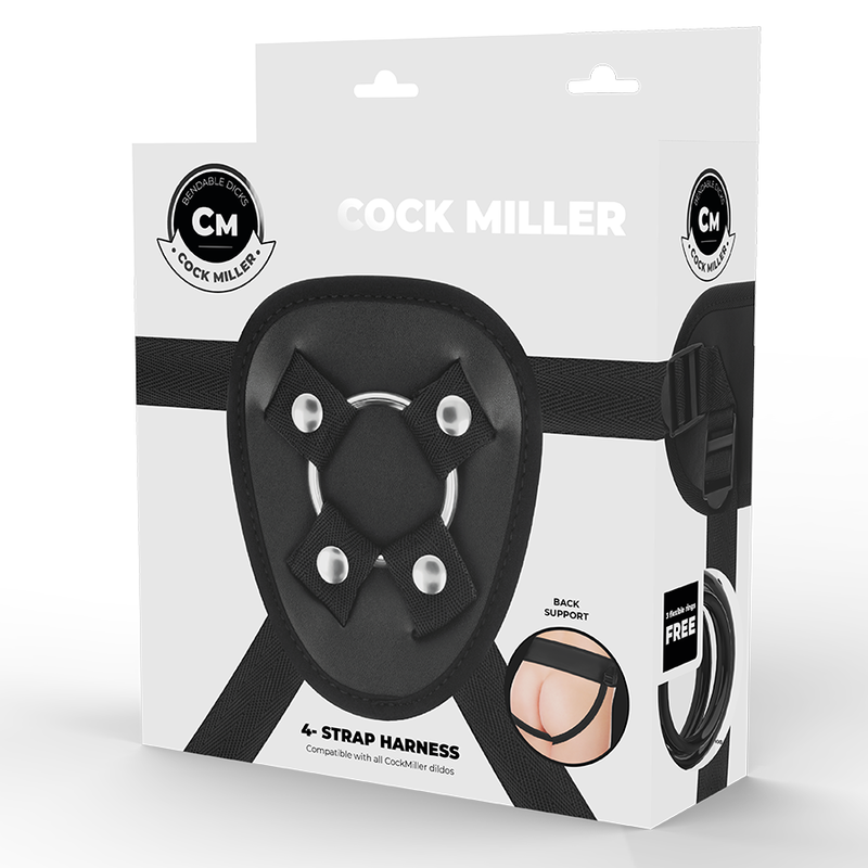 COCK MILLER - ARNÊS + DENSIDADE DE SILICONE ARTICULVEL COCKSIL PRETO 19,5 CM