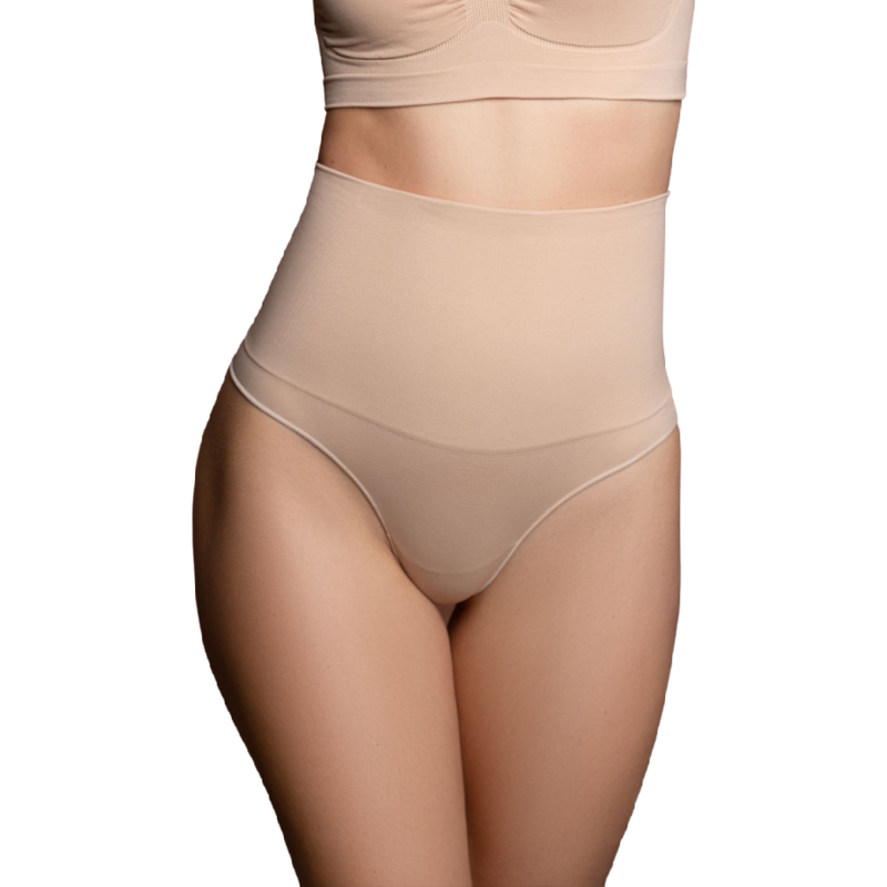 BYE-BRA - CINTO SEM EMENDA ESTILO TANGA BEIGE TAMANHO L