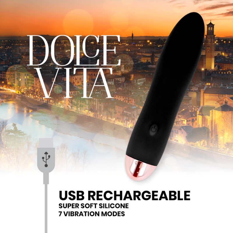 DOLCE VITA - VIBRADOR RECARREGÁVEL QUATRO PRETO 7 VELOCIDADES