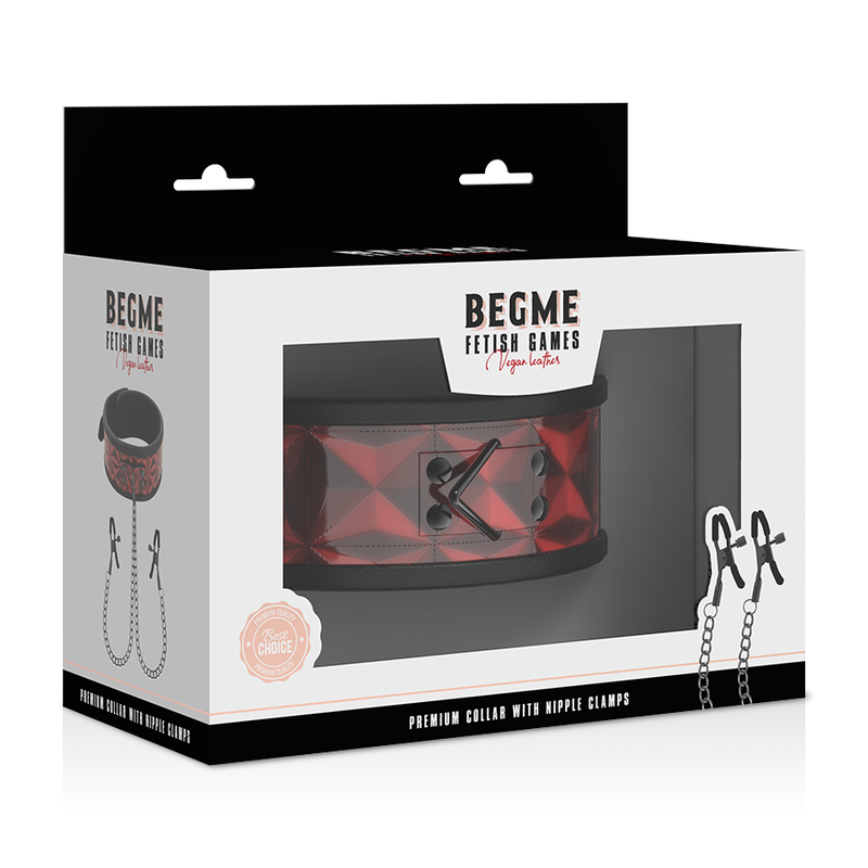 BEGME - COLAR EDIO VERMELHA COM BRAADEIRAS COM FORRO DE NEOPRENE