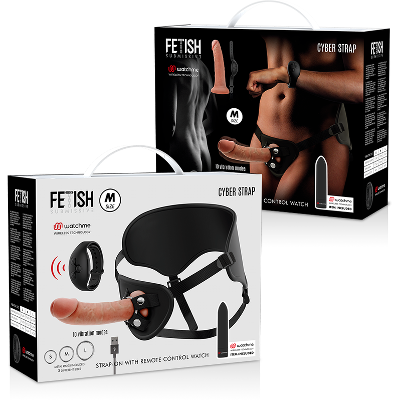 FETISH SUBMISSIVE CYBER STRAP - ARNÊS DE CONTROLE REMOTO E BALA VIBRANTE TECNOLOGIA WATCME M