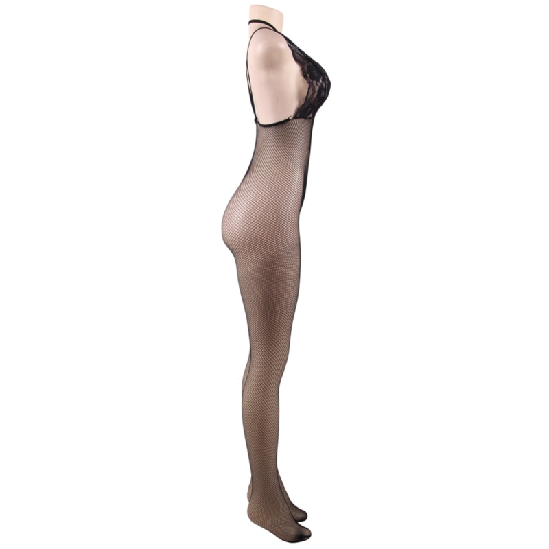 QUEEN LINGERIE - BODYSTOCKING DE REDE COM ABERTURA S/L