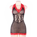 QUEEN LINGERIE - CHEMISE CROTCHET PRETO E VERMELHO S/L