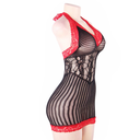 QUEEN LINGERIE - CHEMISE CROTCHET PRETO E VERMELHO S/L