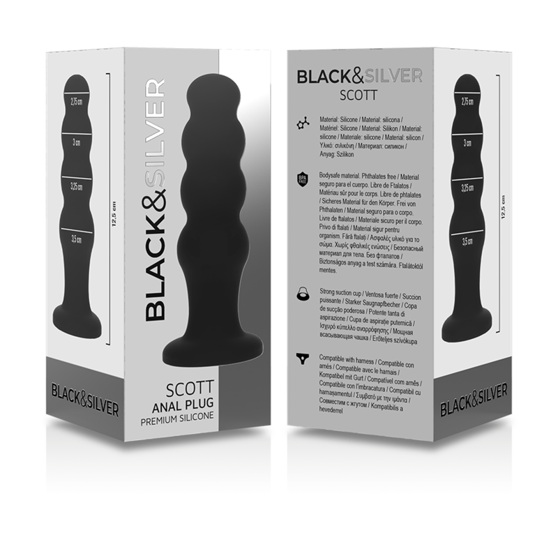 BLACK&SILVER - PLUG ANAL DE SILICONE SCOTT PREMIUM PRETO