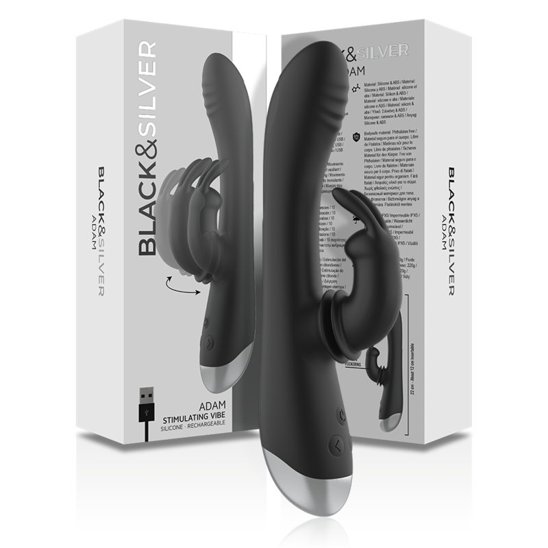 BLACK&SILVER - DJ. ADAM VIBE ESTIMULANTE SILICONE RECARREGÁVEL PRETO