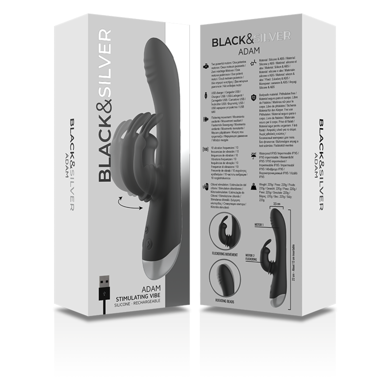 BLACK&SILVER - DJ. ADAM VIBE ESTIMULANTE SILICONE RECARREGÁVEL PRETO