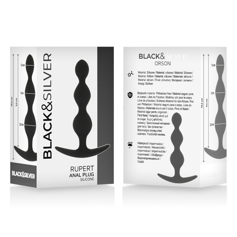 BLACK&SILVER - CORRENTE DE BOLA ANAL RUPERT 10 CM