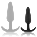 BLACK&SILVER - PLUG ANAL DE SILICONE HANSEL COM CABO PEQUENO