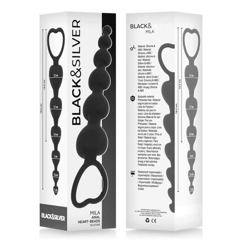 BLACK&SILVER - CADEIA DE CORAÇÕES ANAL MILA 18 CM