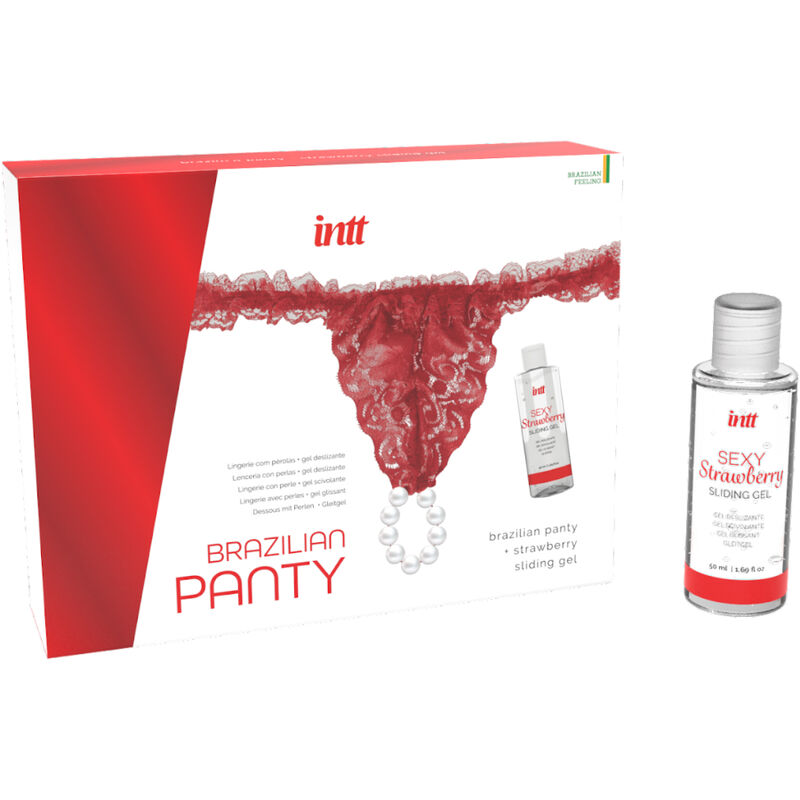 INTT RELEASES - CALÇA BRASILEIRA VERMELHA COM PÉROLAS E GEL LUBRIFICANTE 50 ML