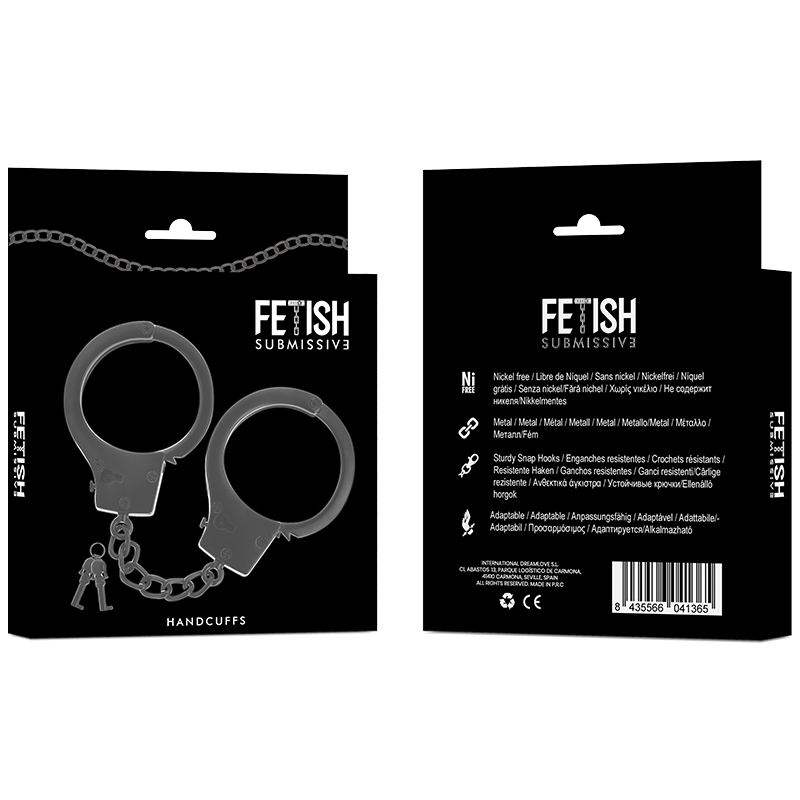 FETISH SUBMISSIVE - ALGEMAS DE METAL PARA MOS NEGRAS COM CHAVE DE CRNIO