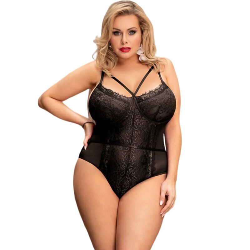 QUEEN LINGERIE - TEDDY DE RENDA PRETA S/M