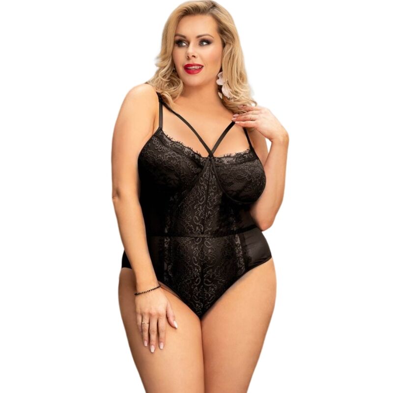 QUEEN LINGERIE - TEDDY DE RENDA PRETA S/M