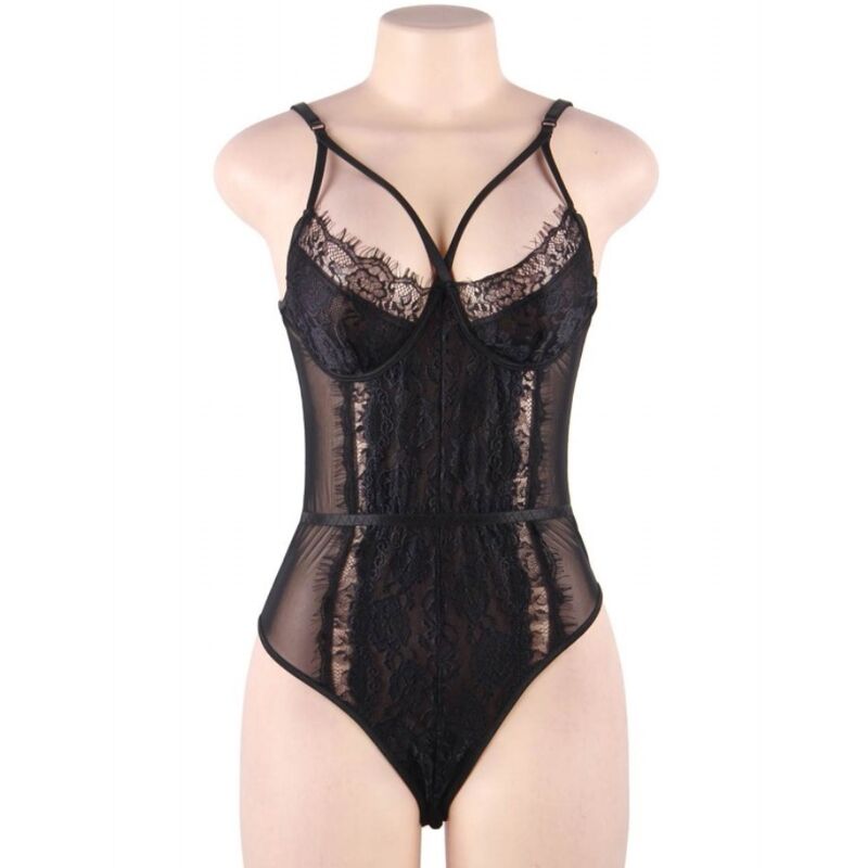 QUEEN LINGERIE - TEDDY DE RENDA PRETA L/XL