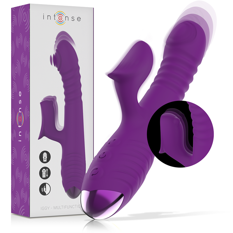 INTENSO - VIBRADOR MULTIFUNÇÃO IGGY PARA CIMA E PARA BAIXO COM ESTIMULADOR CLITÓRICO ROXO