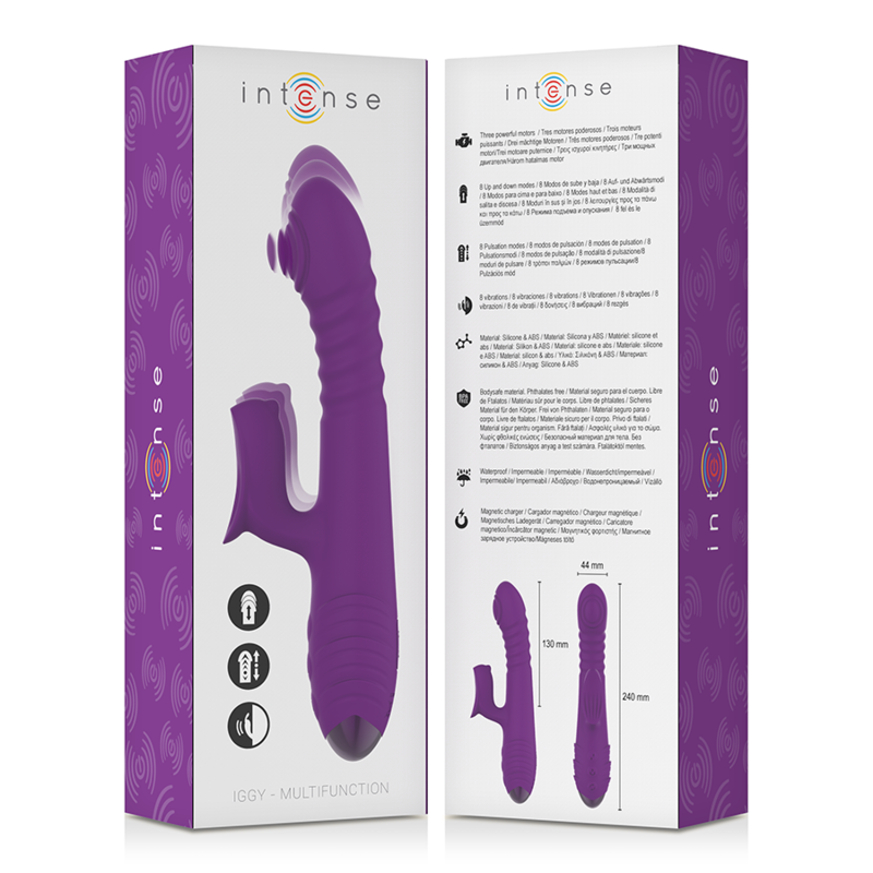 INTENSO - VIBRADOR MULTIFUNÇÃO IGGY PARA CIMA E PARA BAIXO COM ESTIMULADOR CLITÓRICO ROXO