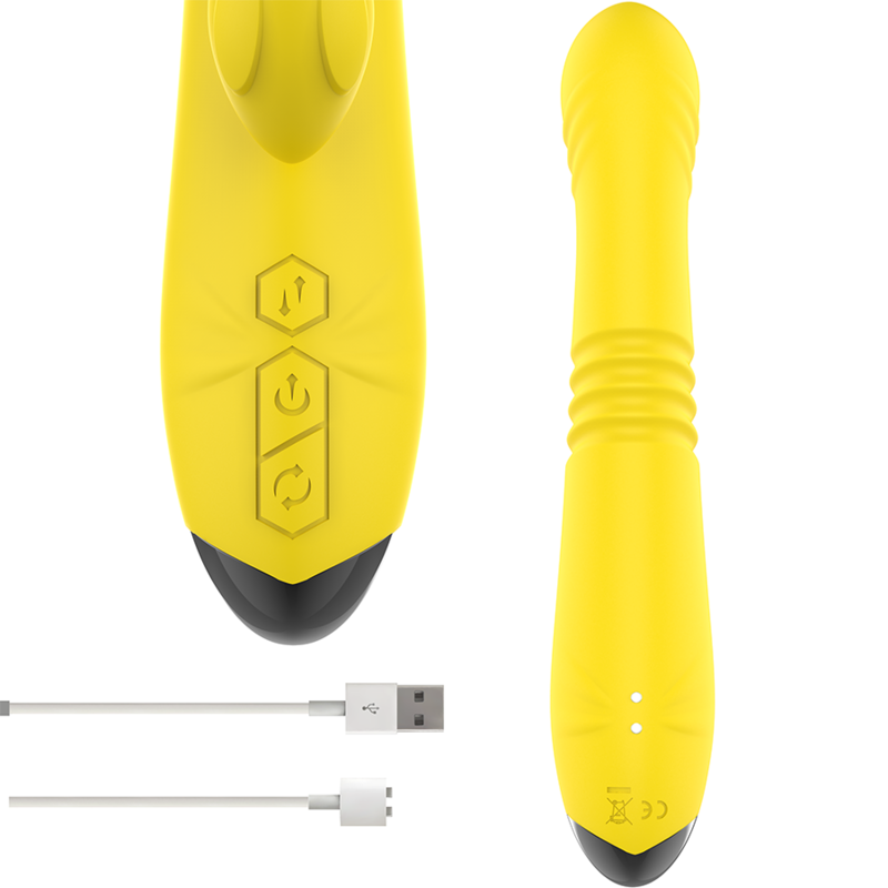 INTENSO - VIBRADOR MULTIFUNÇÃO TOKY PARA CIMA E PARA BAIXO COM ESTIMULADOR CLITÓRICO AMARELO