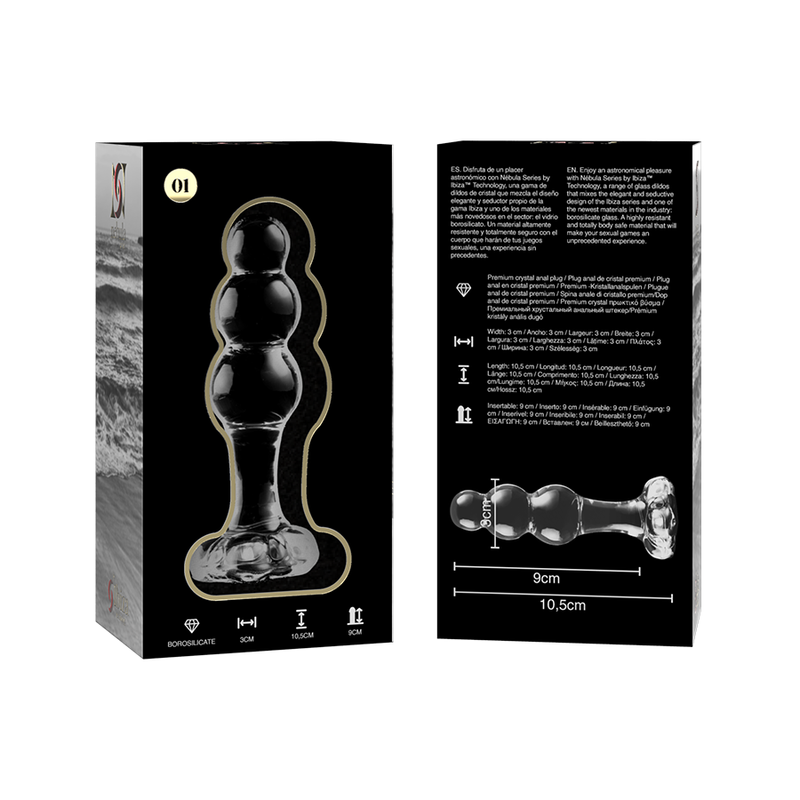 NEBULA SERIES BY IBIZA - MODELO 1 PLUG ANAL VIDRO BOROSILICADO 10,7 X 3 CM TRANSPARENTE