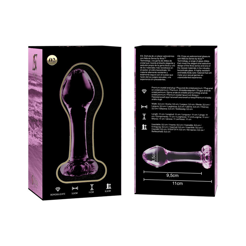 NEBULA SERIES BY IBIZA - MODELO 2 PLUG ANAL VIDRO BOROSILICADO 11 X 3,5 CM ROSA