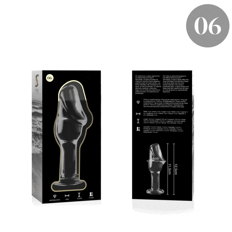 NEBULA SERIES BY IBIZA - MODELO 6 ANAL PLUG VIDRO BOROSILICADO 12,5 X 4 CM TRANSPARENTE