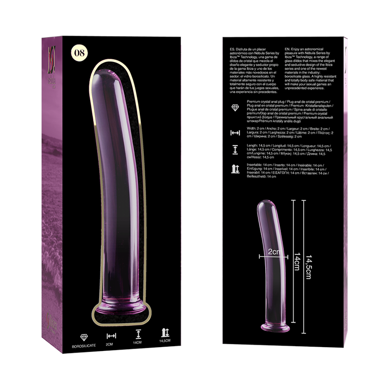 NEBULA SERIES BY IBIZA - MODELO 8 DILDO VIDRO BOROSILICADO 14,5 X 2 CM ROSA