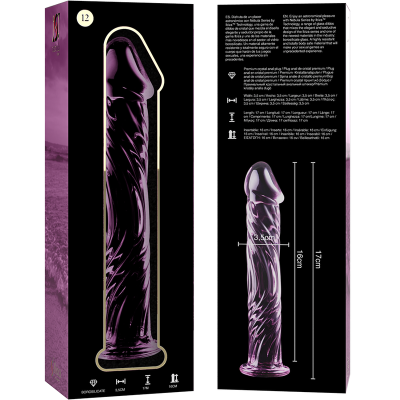 NEBULA SERIES BY IBIZA - MODELO 12 DILDO VIDRO BOROSILICADO 17 X 3,5 CM ROSA