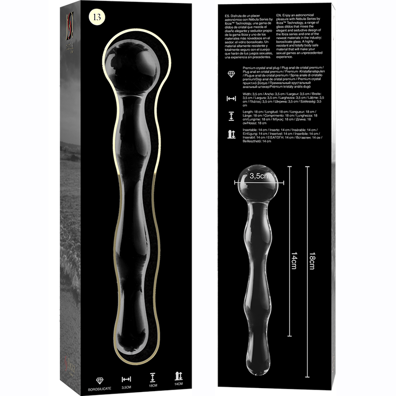 NEBULA SERIES BY IBIZA - MODELO 13 DILDO VIDRO BOROSILICADO 18 X 3,5 CM TRANSPARENTE