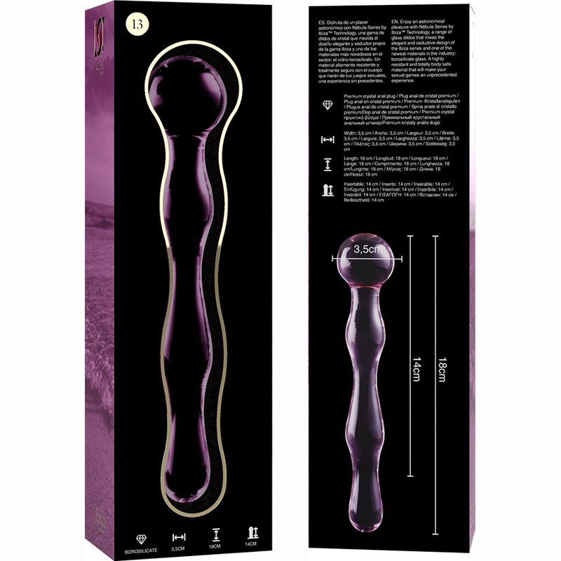 NEBULA SERIES BY IBIZA - MODELO 13 DILDO VIDRO BOROSILICADO 18 X 3,5 CM ROSA