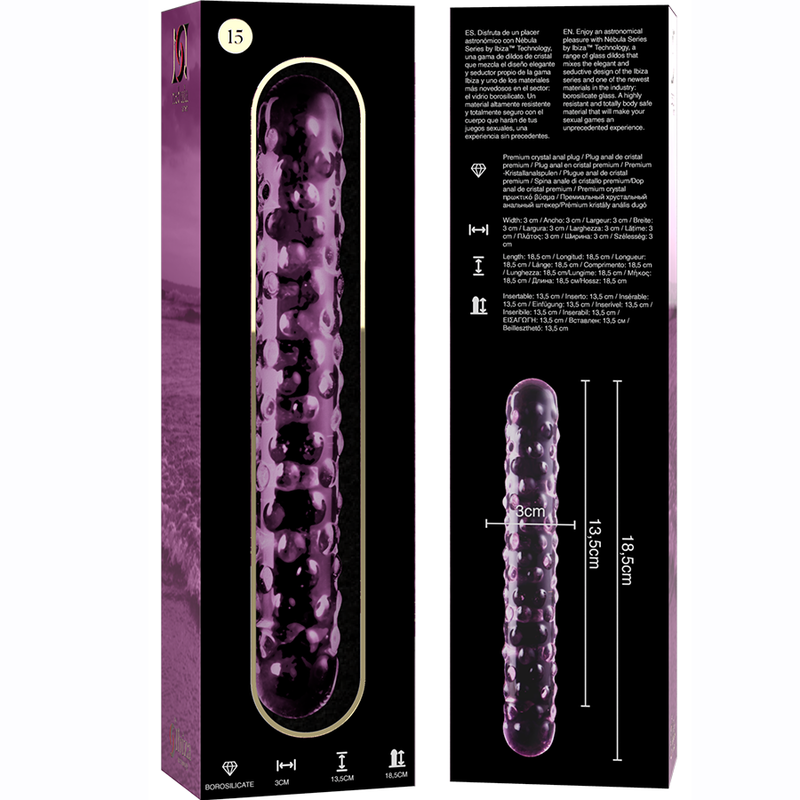 NEBULA SERIES BY IBIZA - MODELO 15 DILDO VIDRO BOROSILICADO 18,5 X 3 CM ROSA