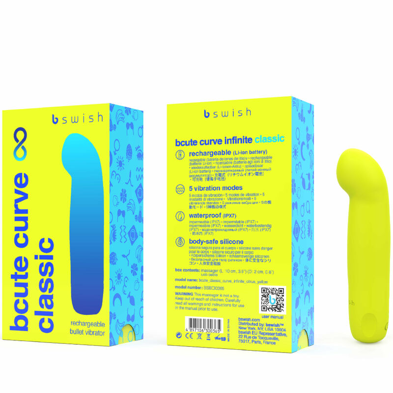 B SWISH - BCUTE CURVE INFINITE CLASSIC RECARREGVEL VIBRADOR DE SILICONE AMARELO