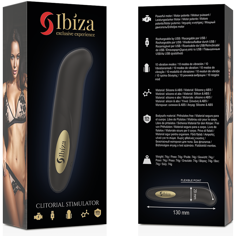 IBIZA - ESTIMULADOR DE CLITÓRIS CARREGADOR USB 10 MODOS DE VIBRAO DOURADO 13 X 2,10